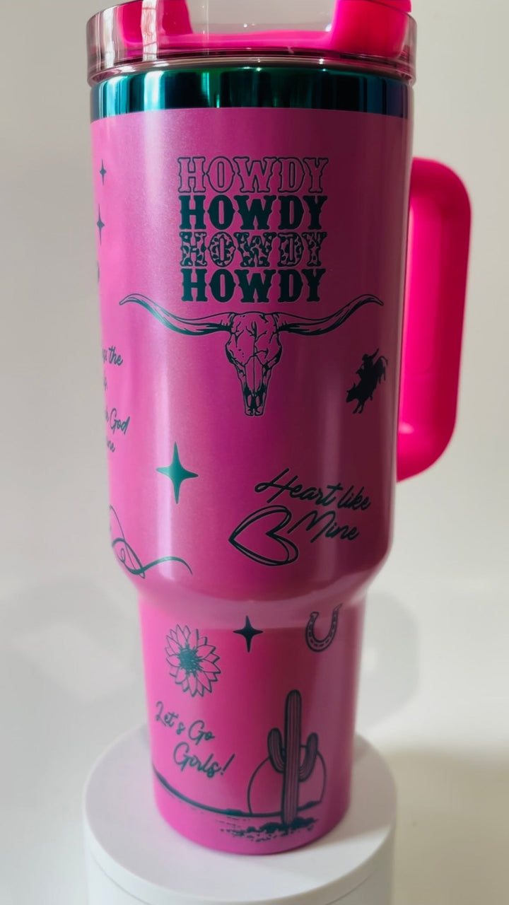 Pink howdy tumbler