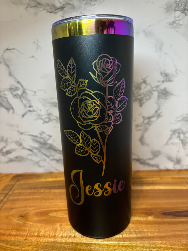 20 oz Tumbler, birth Flower and Name